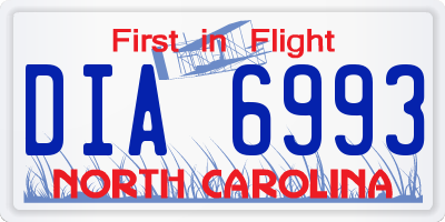 NC license plate DIA6993