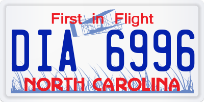 NC license plate DIA6996