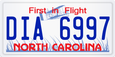 NC license plate DIA6997