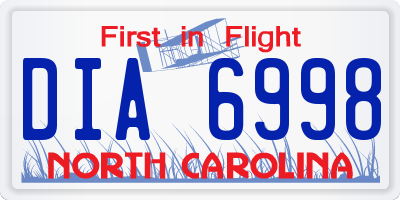 NC license plate DIA6998