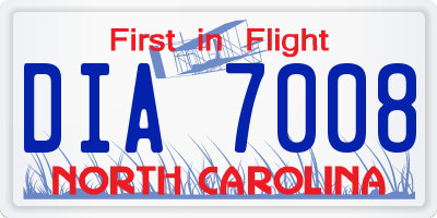 NC license plate DIA7008