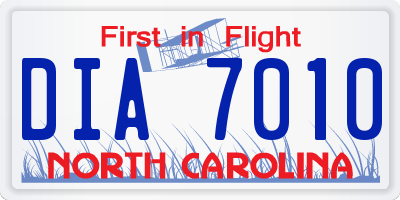NC license plate DIA7010