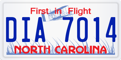 NC license plate DIA7014