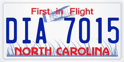 NC license plate DIA7015