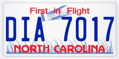 NC license plate DIA7017