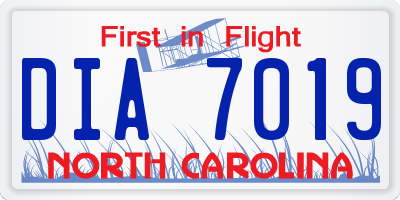 NC license plate DIA7019