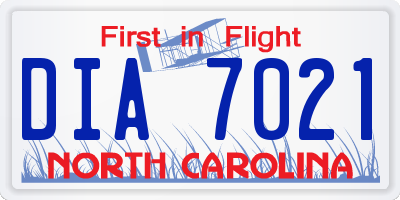 NC license plate DIA7021