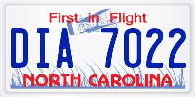 NC license plate DIA7022