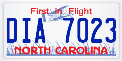 NC license plate DIA7023