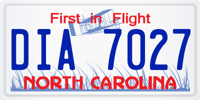 NC license plate DIA7027