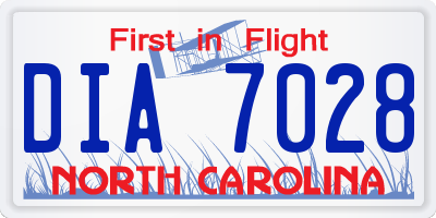 NC license plate DIA7028