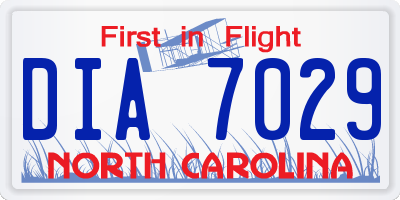NC license plate DIA7029