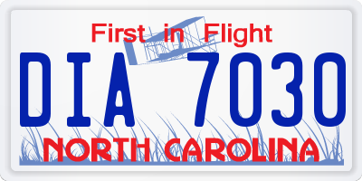 NC license plate DIA7030