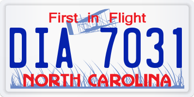 NC license plate DIA7031