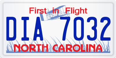 NC license plate DIA7032