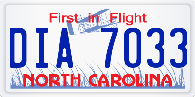 NC license plate DIA7033
