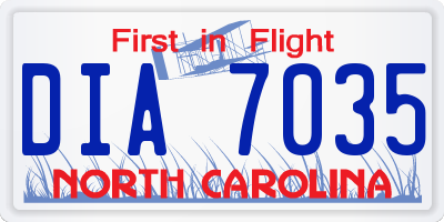 NC license plate DIA7035
