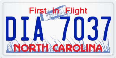 NC license plate DIA7037