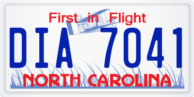 NC license plate DIA7041