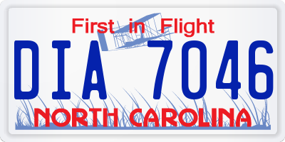 NC license plate DIA7046