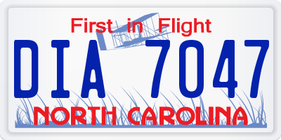 NC license plate DIA7047