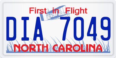 NC license plate DIA7049