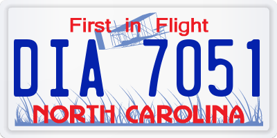 NC license plate DIA7051