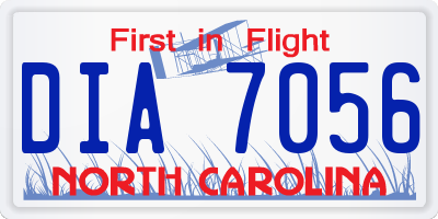 NC license plate DIA7056