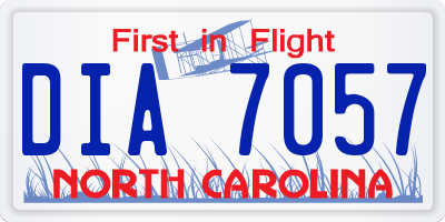 NC license plate DIA7057