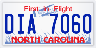 NC license plate DIA7060