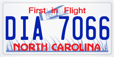 NC license plate DIA7066