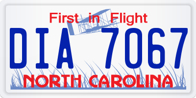 NC license plate DIA7067