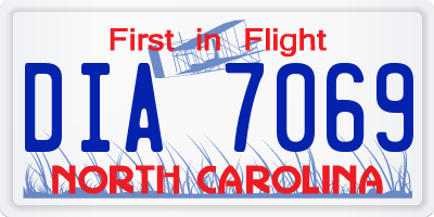 NC license plate DIA7069