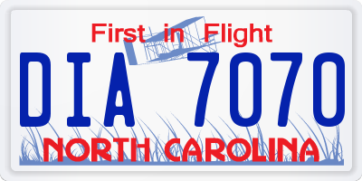 NC license plate DIA7070