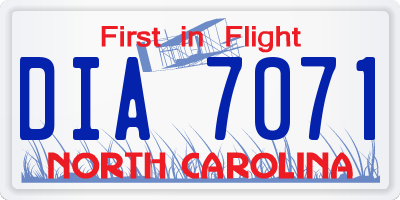 NC license plate DIA7071