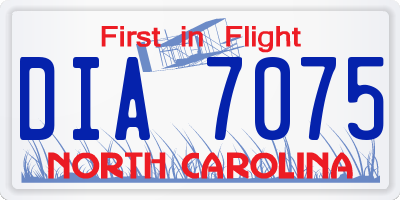 NC license plate DIA7075