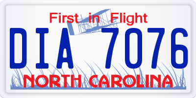 NC license plate DIA7076