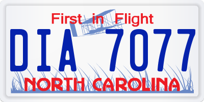 NC license plate DIA7077