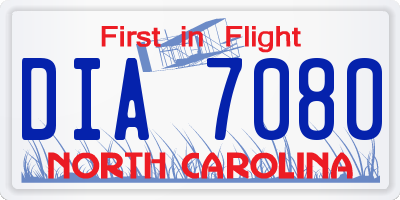 NC license plate DIA7080