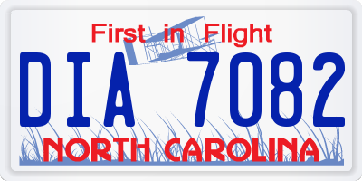 NC license plate DIA7082