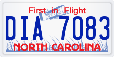NC license plate DIA7083
