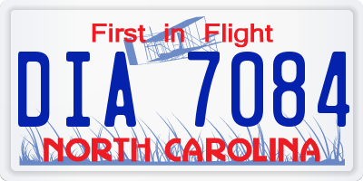 NC license plate DIA7084
