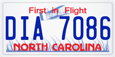 NC license plate DIA7086