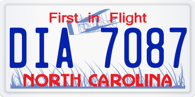 NC license plate DIA7087