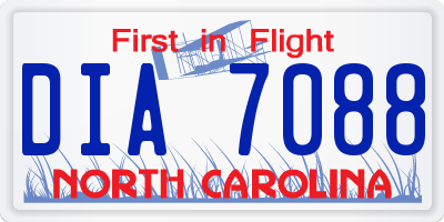 NC license plate DIA7088
