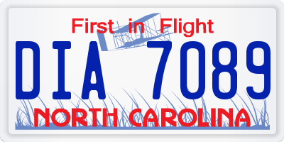 NC license plate DIA7089