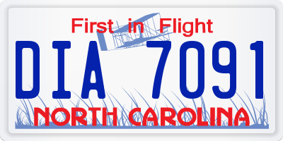 NC license plate DIA7091