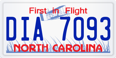 NC license plate DIA7093