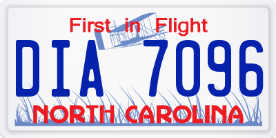 NC license plate DIA7096