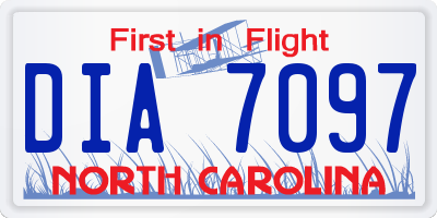 NC license plate DIA7097